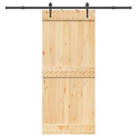 Sliding Door with Hardware Set 90x210 cm Solid Wood Pine