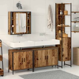 4 Piece Bathroom Furniture Set Old Wood Engineered Wood