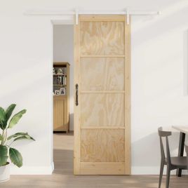 Sliding Door with Hardware Set 83x232 cm Solid Wood Pine