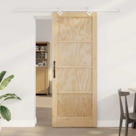 Sliding Door with Hardware Set 83x211 cm Solid Wood Pine
