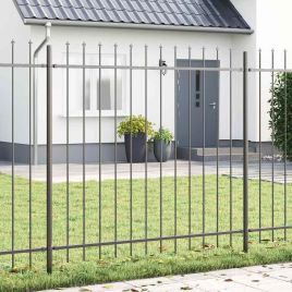Gray Garden Fence with Spear Top 8.5x1.5 m Steel