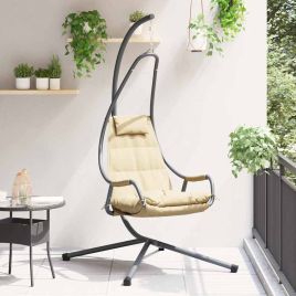 LEAWOD Hanging Egg Chair Folding 94x107x196.5 cm Steel - Beige