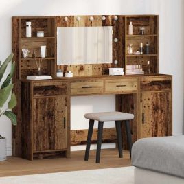3 Piece Dressing Table Set Old Wood Engineered Wood