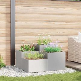REHAL Garden Planter 100x100x48 cm Stainless Steel - Silver