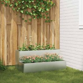 REHAL Garden Planter 100x60x45 cm Galvanised Steel - Silver