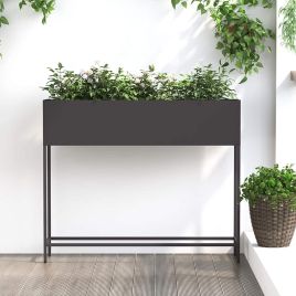 REHAL Raised Garden Planter 100x26x82 cm Steel - Black