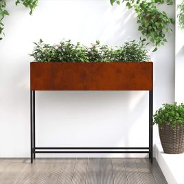 REHAL Raised Garden Planter Rusty 100x26x82 cm Weathering Steel