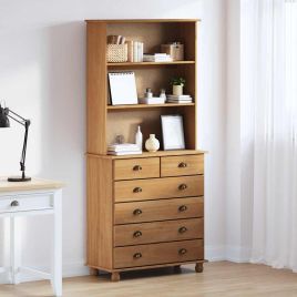 Hutch "ASKIM" Honey Brown 91x40x199.5 cm Solid Wood Pine