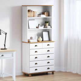 Hutch "ASKIM" White 91x40x199.5 cm Solid Wood Pine