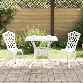 3-Piece Garden Bistro Set - White Cast Aluminum