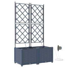 LIHRIDG Garden Planter 2 pcs 120x120x142 cm Steel - Grey