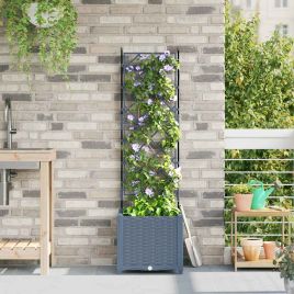 LIHRIDG Garden Planter LiGht 40x40x143 cm Steel - Grey