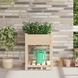 PADEN Garden Planter 60.5x60x76.5 cm Solid Fir Wood - Beige