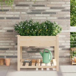 PADEN Garden Planter 90x90x76.5 cm Solid Fir Wood - Beige