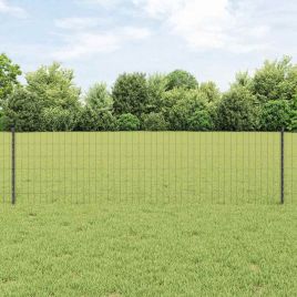 Euro Fence with 5 U Posts Grey 0.6x10 m Steel