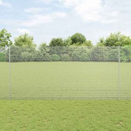 Welded Wire Fence with 10 U Posts Silver 1.5x10 m Steel