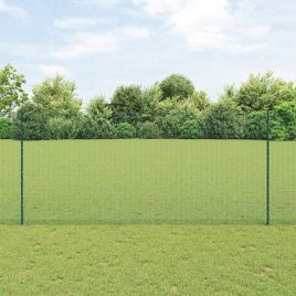 Welded Wire Fence with 5 U Posts Green 1.4x10 m Steel