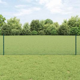 Welded Wire Fence with 44 U Posts Green 0.6x100 m Steel