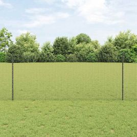 Welded Wire Fence with 22 U Posts Grey 1x25 m Steel