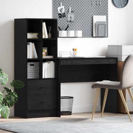 Desk with Storage Black Oak Engineered Wood