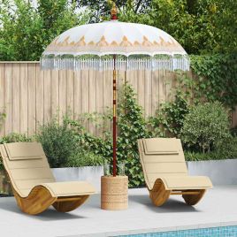 WAHMERE Balinese Parasol (180-190)x260 cm Cotton and solid Wood - Cream