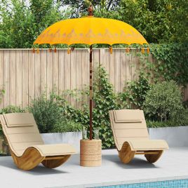WAHMERE Balinese Parasol (180-190)x260 cm Cotton and Wood - Yellow