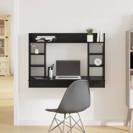 Wall-Mounted Desk Black Oak 105x48x75 cm Engineered Wood