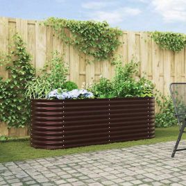 NEMVALE Garden Raised Bed 240x80x81 cm Steel - Brown