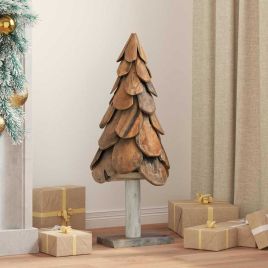 FROSTRO Christmas Tree with Stand Brown 90 cm Solid teak wood