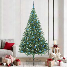 EMBERI Artificial Pre-lit Christmas Tree Green 240 cm PVC