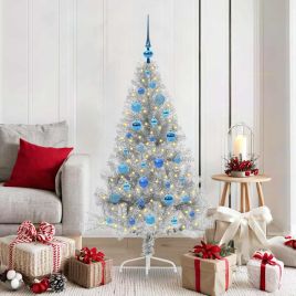 COZZIE Artificial Pre-lit Christmas Tree Silver 150 cm PET