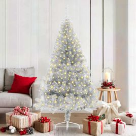 COZZIE Artificial Pre-lit Christmas Tree Silver 180 cm PET