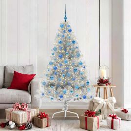 COZZIE Artificial Pre-lit Christmas Tree Silver 180 cm PET