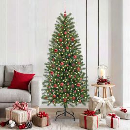 COZLYN Artificial Christmas Tree with 300 LEDs Green 180 cm PE and PVC