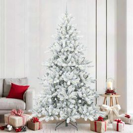 ELSERA Artificial Hinged Christmas Tree with 300 LEDs 240 cm PVC