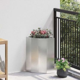 CLSRIDG Corner Planter 30x30x50 cm Stainless Steel - Silver