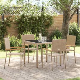VERCOVE Garden Dining Set 5 pcs Poly Rattan - Beige