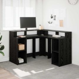 Desk Black Oak 130x130x91 cm Engineered Wood