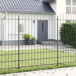 Garden Fence with Hoop Top Grey 3.4x2 m Steel