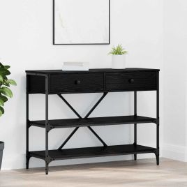Console Table Black Oak 100x34.5x75 cm Engineered Wood