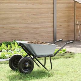 CHLWOD Wheelbarrow and Black 137x60x65.5 cm Steel - Silver