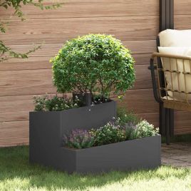 DASCOVE Garden Planter 60x60x50 cm Cold-rolled Steel - Black