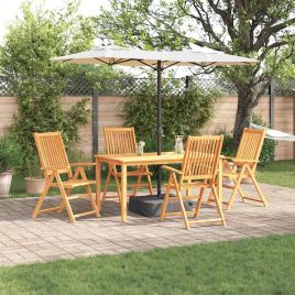NOELM Garden Dining Set Folding 5 pcs Solid Acacia Wood - Brown