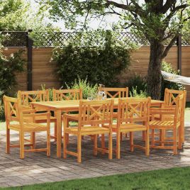VOBURY Garden Dining Set 9 pcs Solid Acacia Wood - Brown