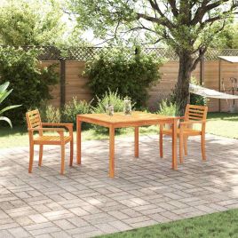 VOBURY Garden Dining Set 3 pcs Solid Acacia Wood - Brown