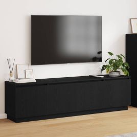 TV cabinet with LED Black Oak 180x38x49 cm Engineered Wood