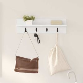 Wall-Mounted Coat Rack White 60 x 10.5 x 18 cm Engineered wood
