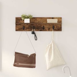 Wall-Mounted Coat Rack with Shelf Smoked oak 60 x 10.5 x 18 cm