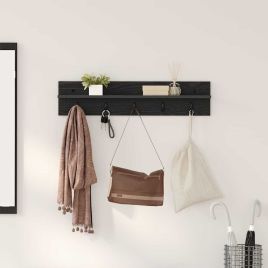 Wall-Mounted Coat Rack with Shelf Black oak 80 x 10.5 x 18 cm