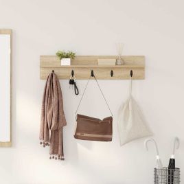 Wall-Mounted Coat Rack with Shelf Sonoma oak 80 x 10.5 x 18 cm